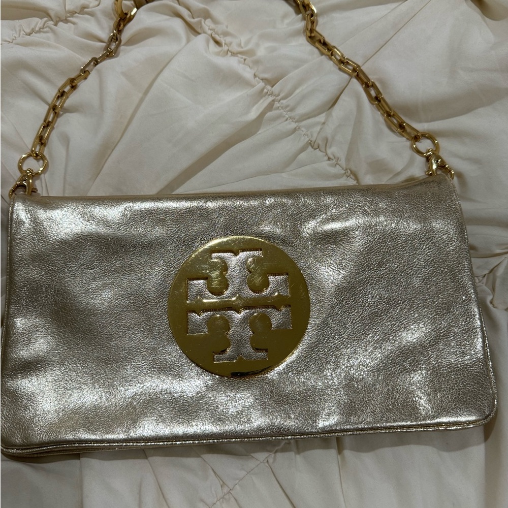 Gold Tory Burch Clutch